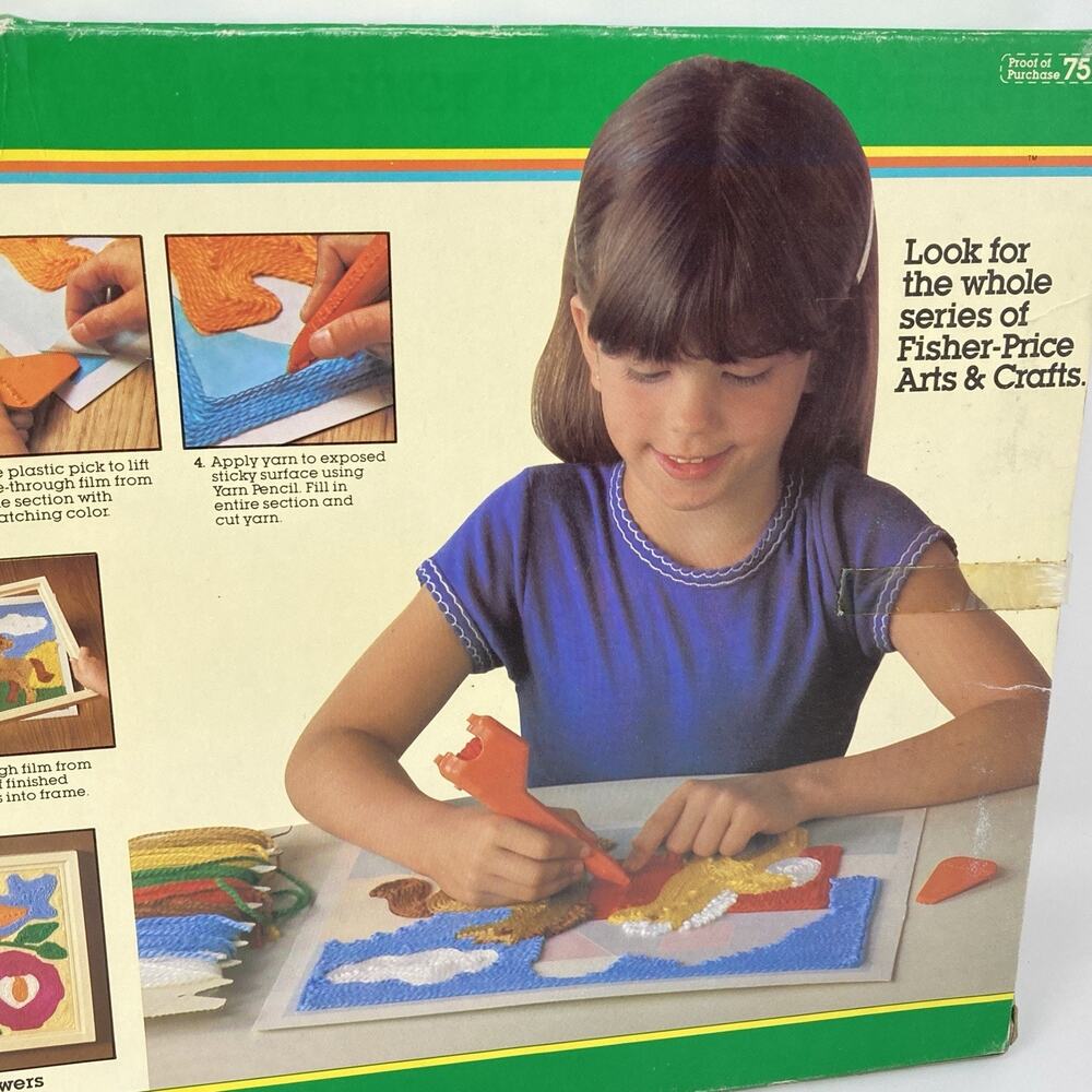 Vintage 1980's Fisher Price Color With Yarn Craft Kit Ponies #751 Hobbies Crafts - Picture 9 of 14